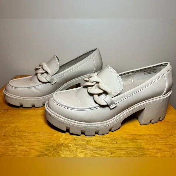 Steve Madden Cream Chunky Chain Loafers Lug Sole - US 9 - Picture 7 of 9